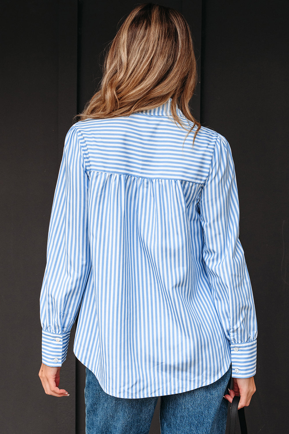 Sky Blue Stripe Shirred