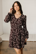 Mini vestido estampado floral acampanada marrón