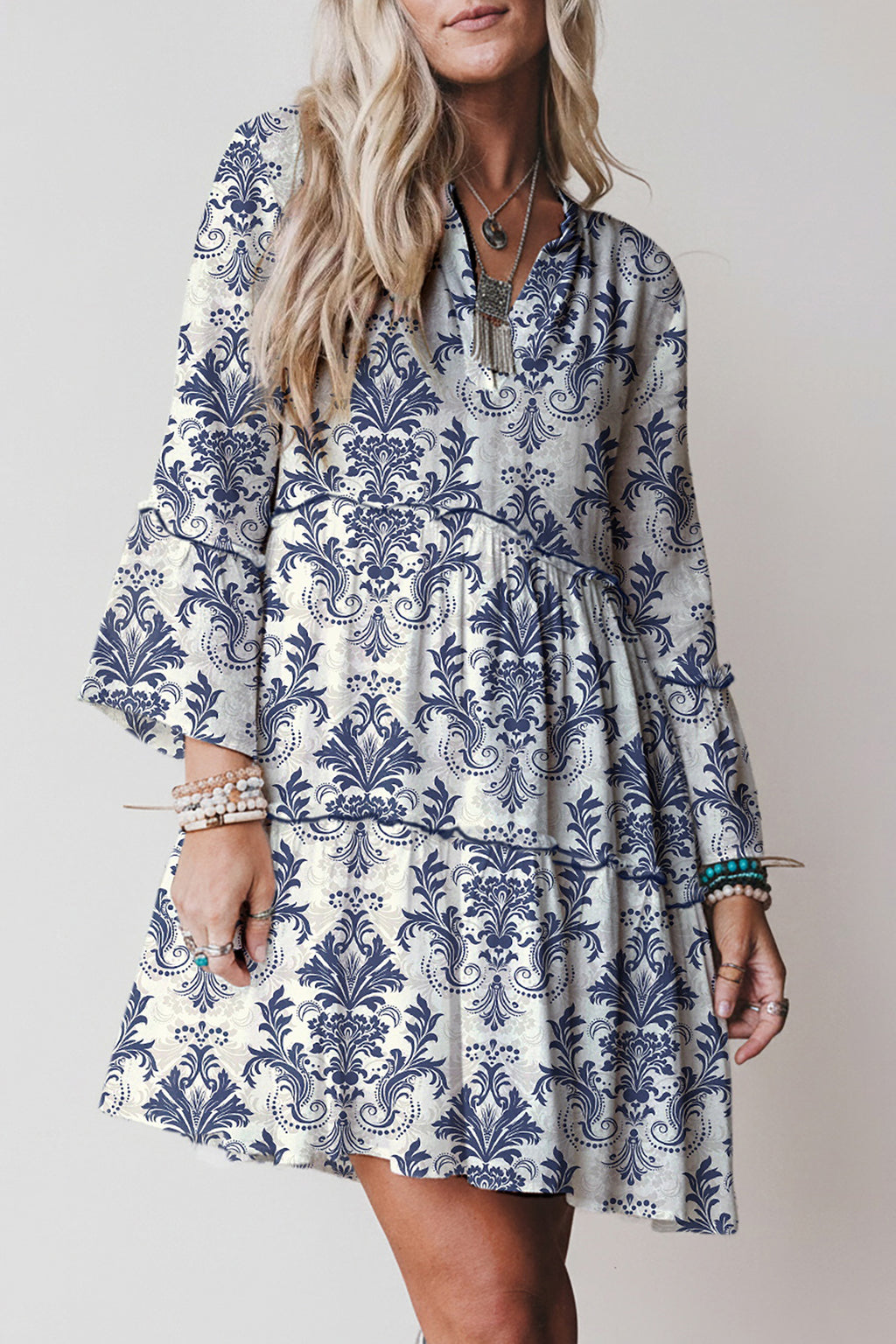 Minivestido estampado floral bohemio
