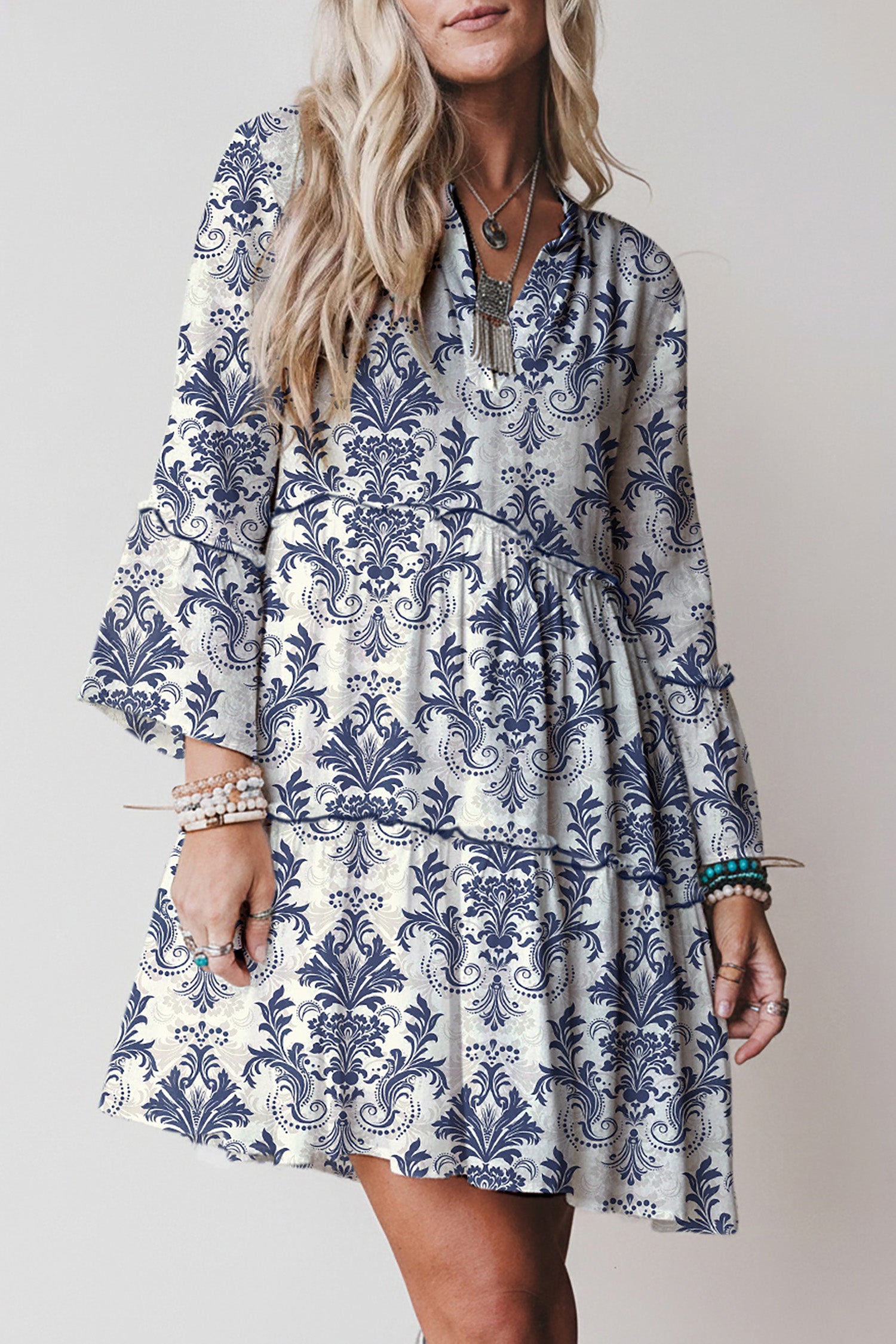 Minivestido estampado floral bohemio