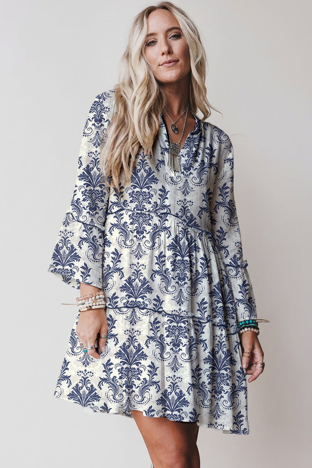 Minivestido estampado floral bohemio