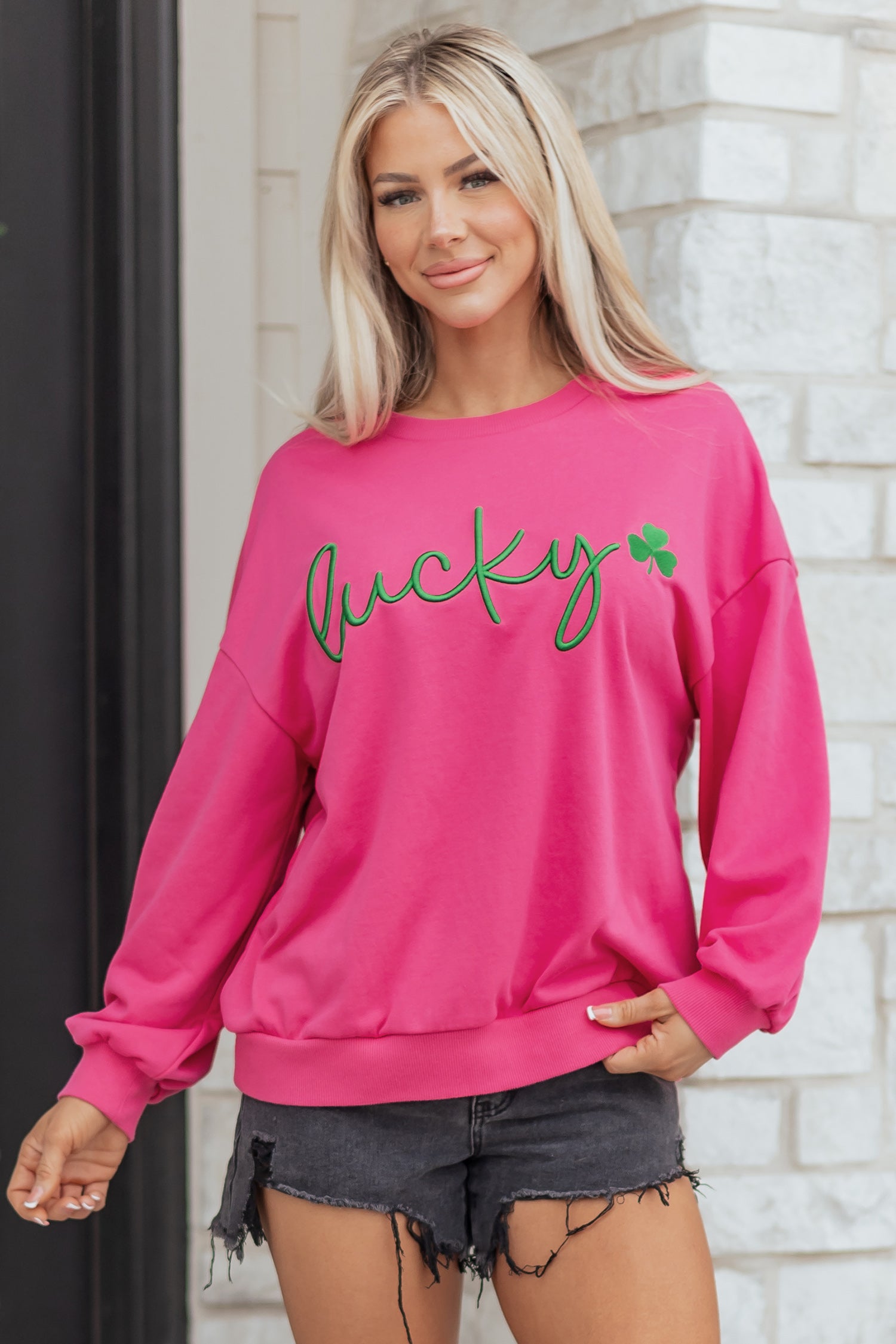 Sudadera holgada bordada con trébol