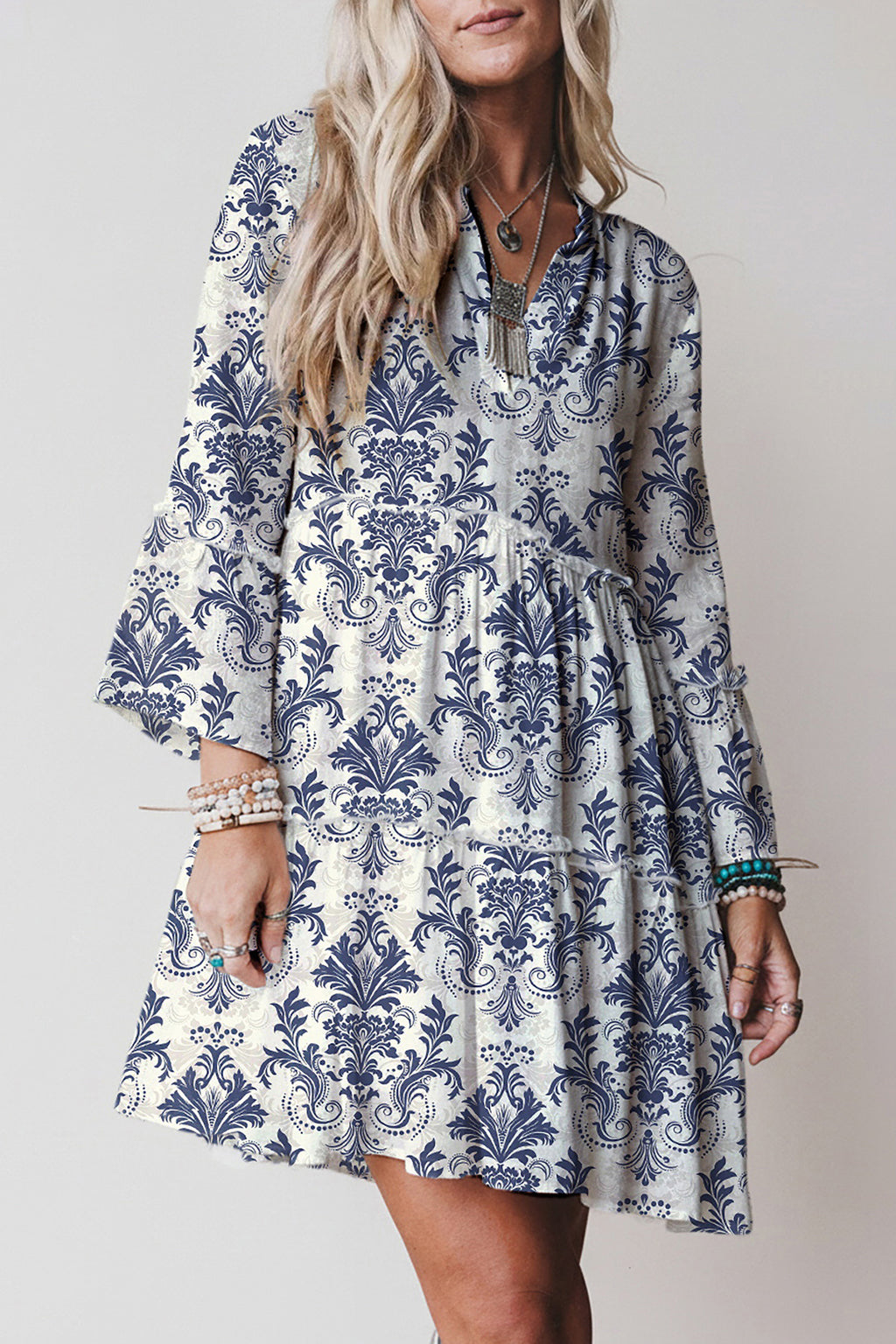 Minivestido estampado floral bohemio