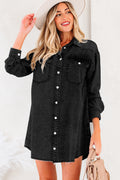 Vestido camisero holgado de mezclilla con dobladillo
