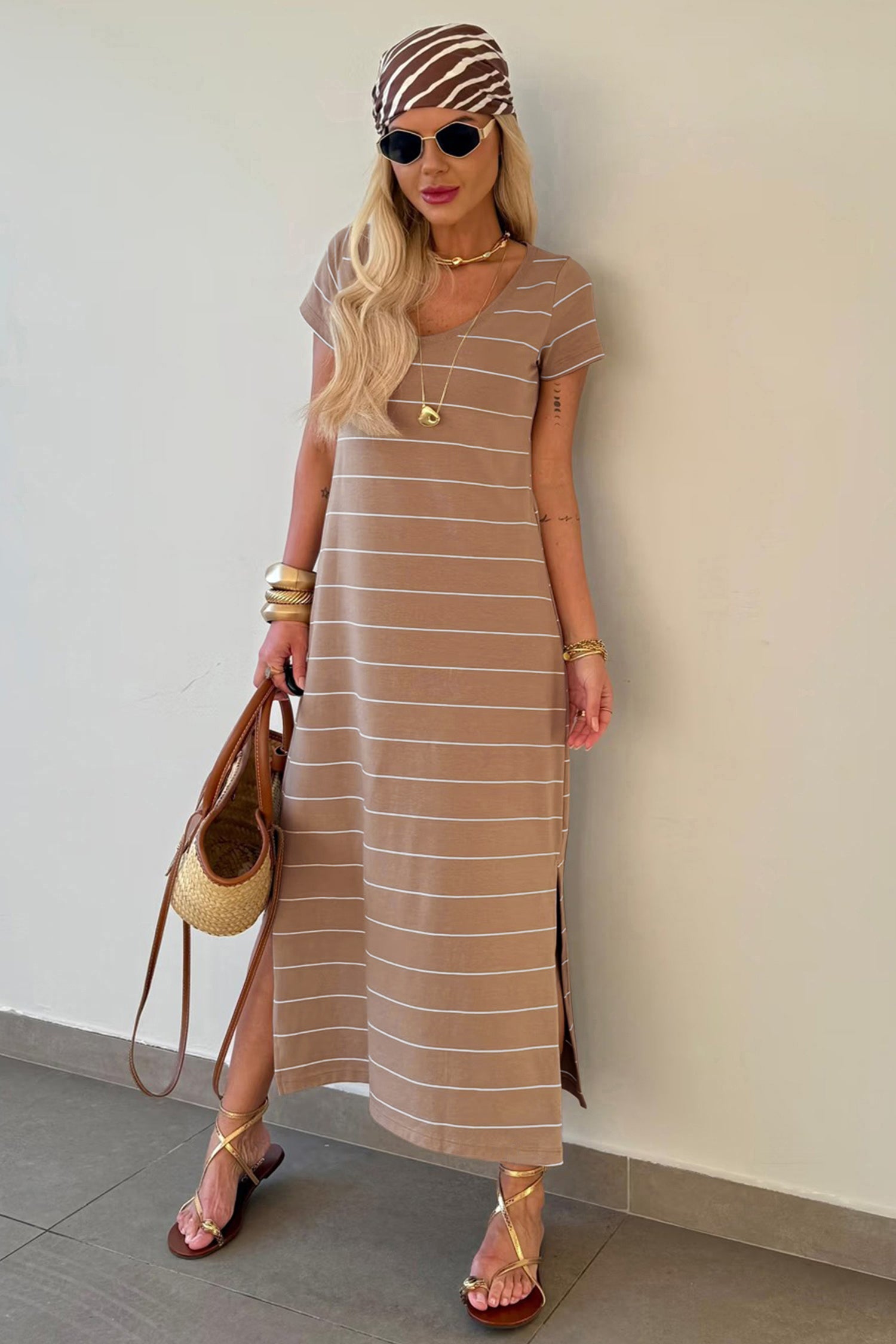 Vestido largo estilo camiseta informal