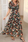 Vestido largo estampado floral ardiente con volantes
