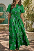 Vestido largo estampado floral cuello dividido