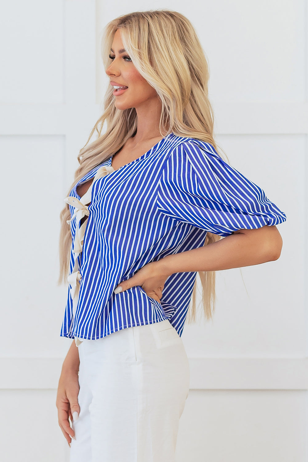 Blusa de manga corta abullonada