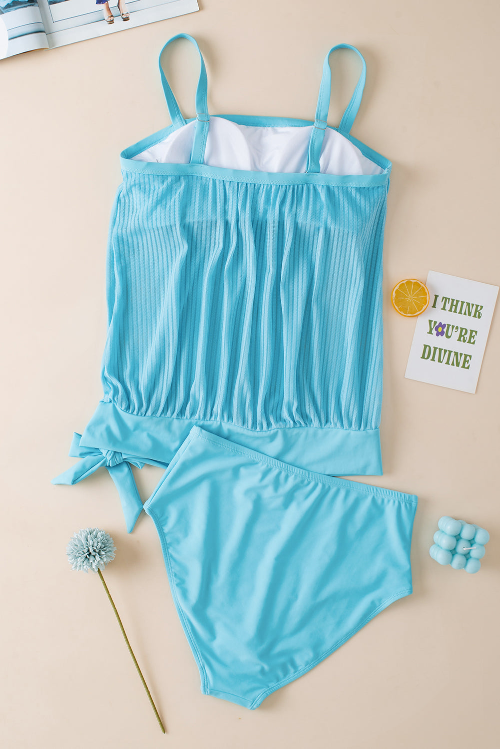 Traje de baño tankini con dobladillo anudado