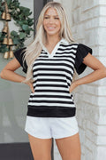 Blusa manga corta con volantes y cuello en V