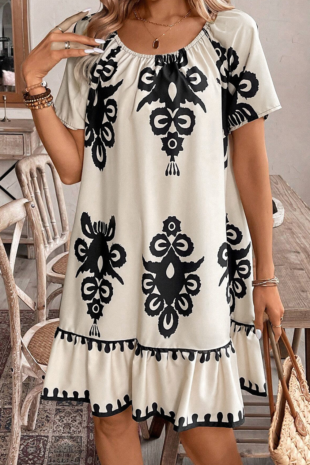 Vestido suelto de manga corta de albaricoque