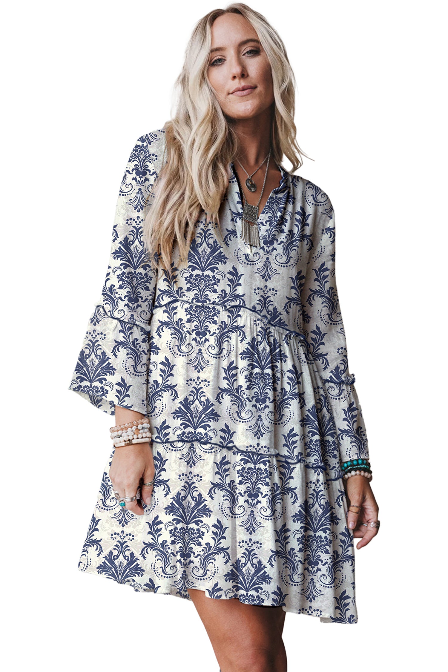 Minivestido estampado floral bohemio