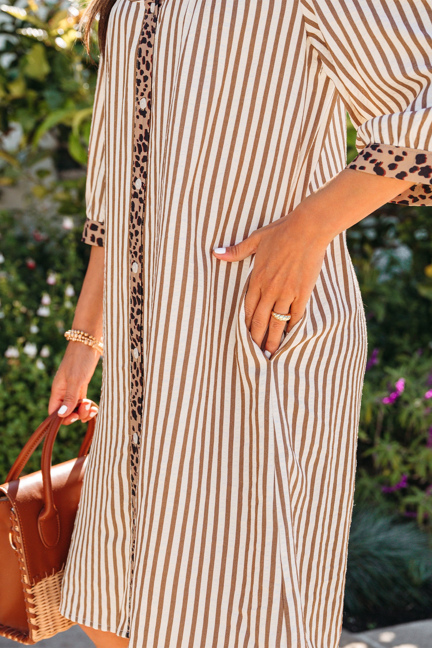 Vestido camisero con manga pulsera suelta