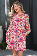 Minivestido de manga larga con estampado
