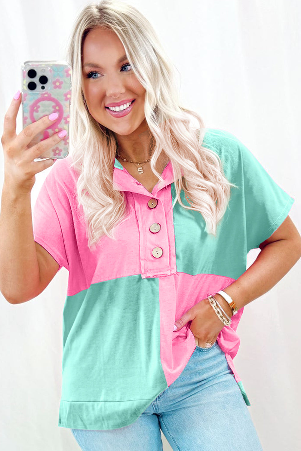 Mint Green Two Tone Half Buttons
