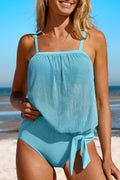 Traje de baño tankini con dobladillo anudado
