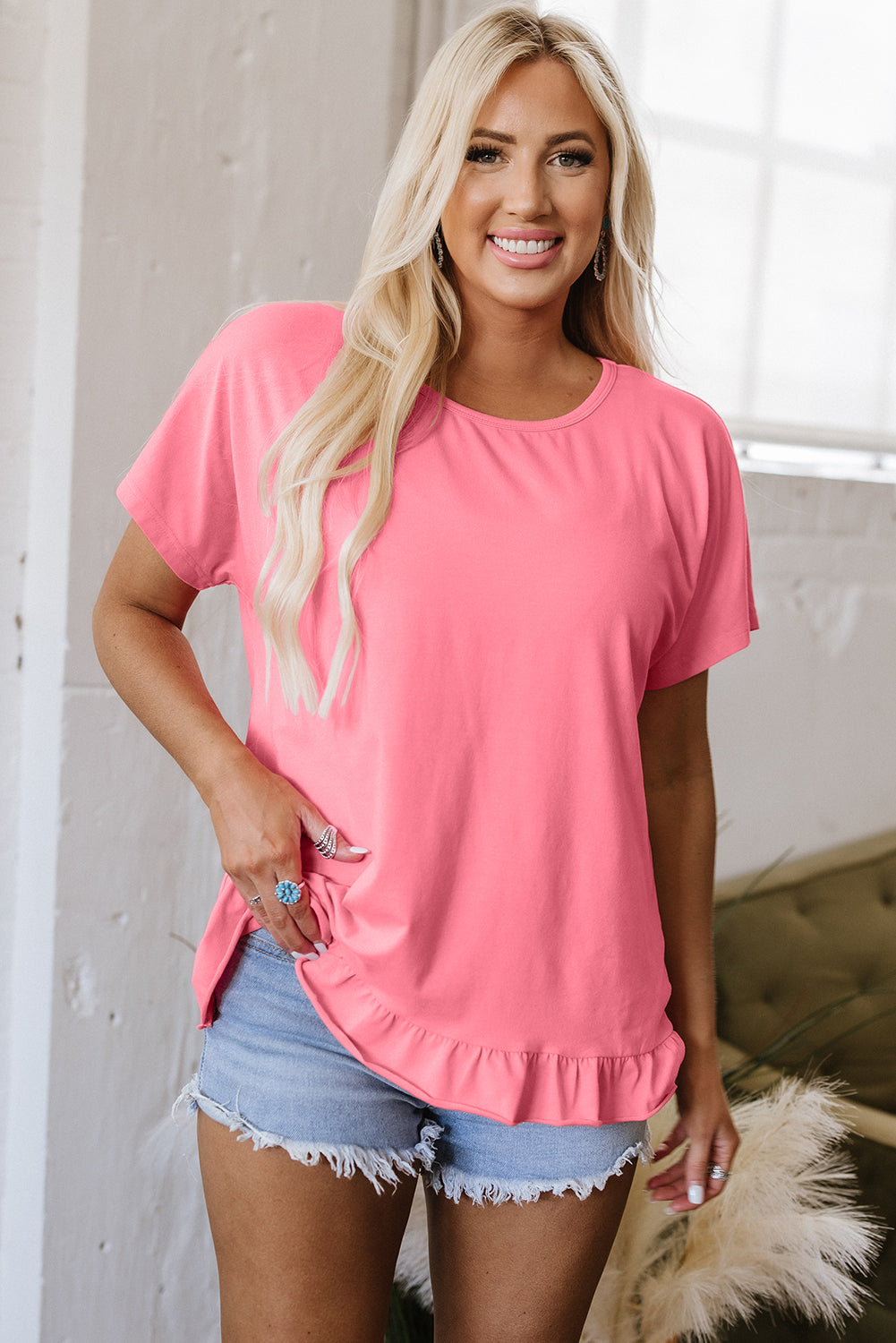 Camiseta suelta de dobladillo