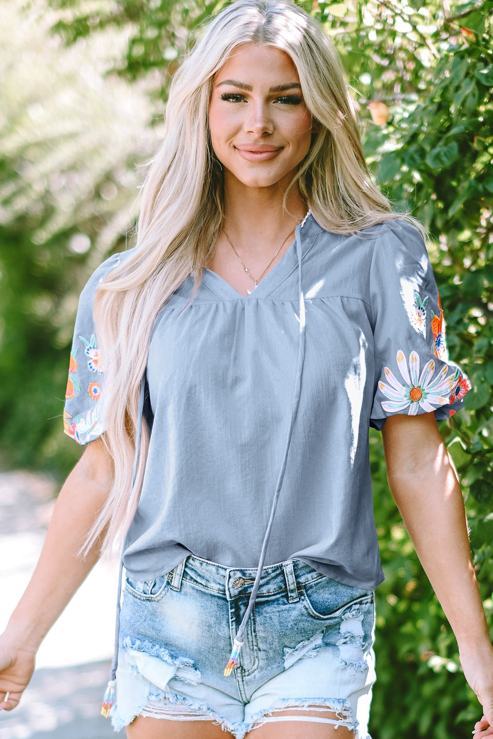 Beau Blue Floral Floral Borded