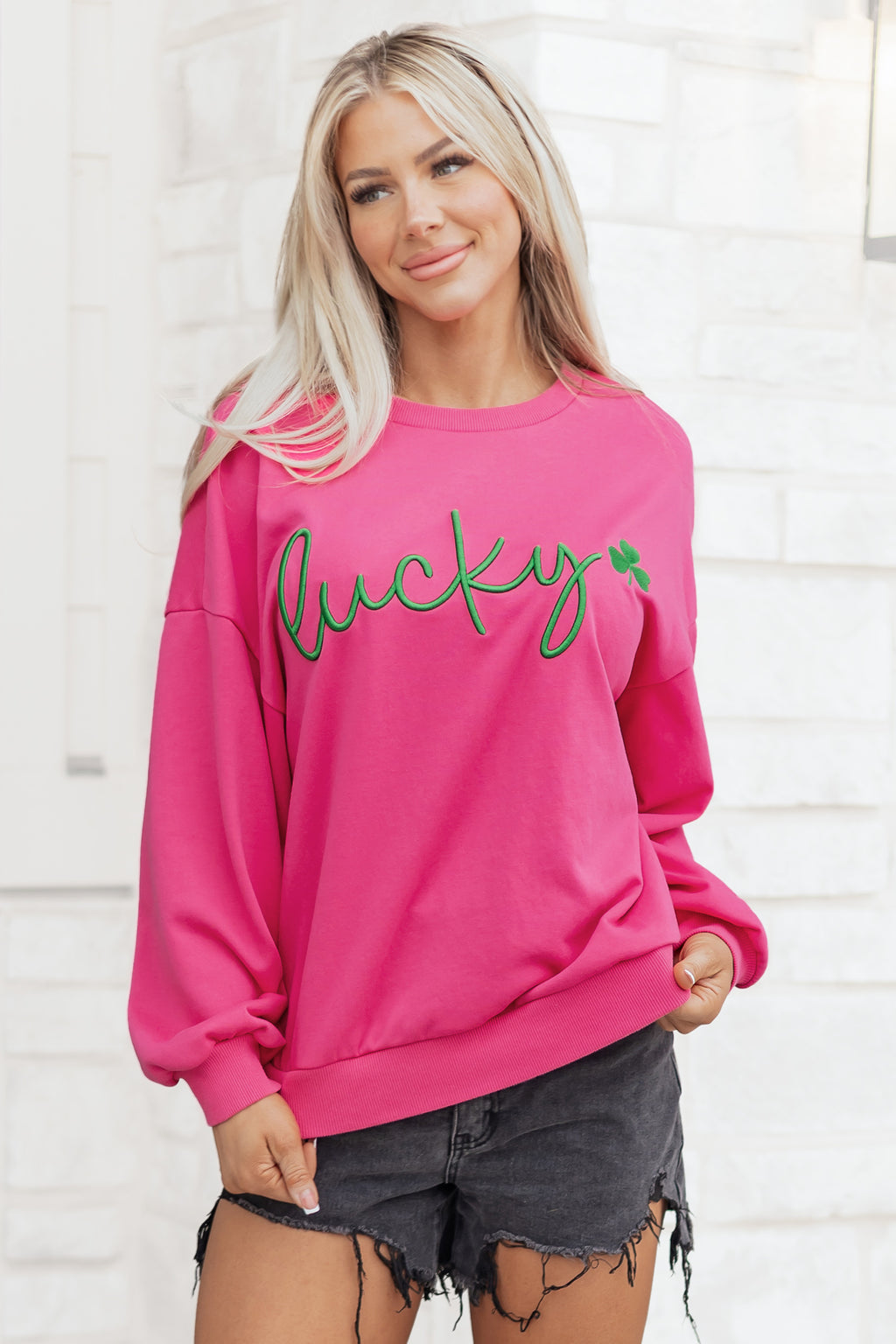 Sudadera holgada bordada con trébol