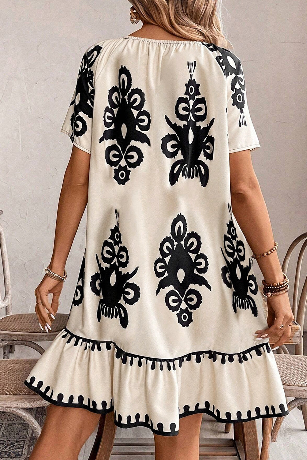 Vestido suelto de manga corta de albaricoque