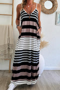 Vestido largo con cuello en V y tirantes