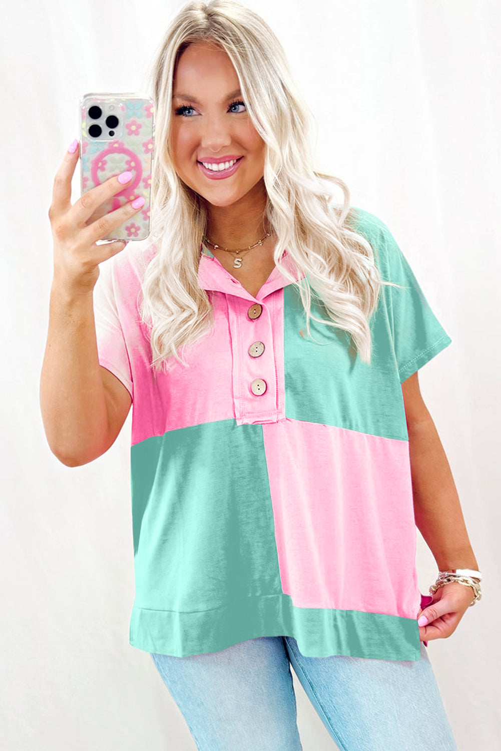 Mint Green Two Tone Half Buttons