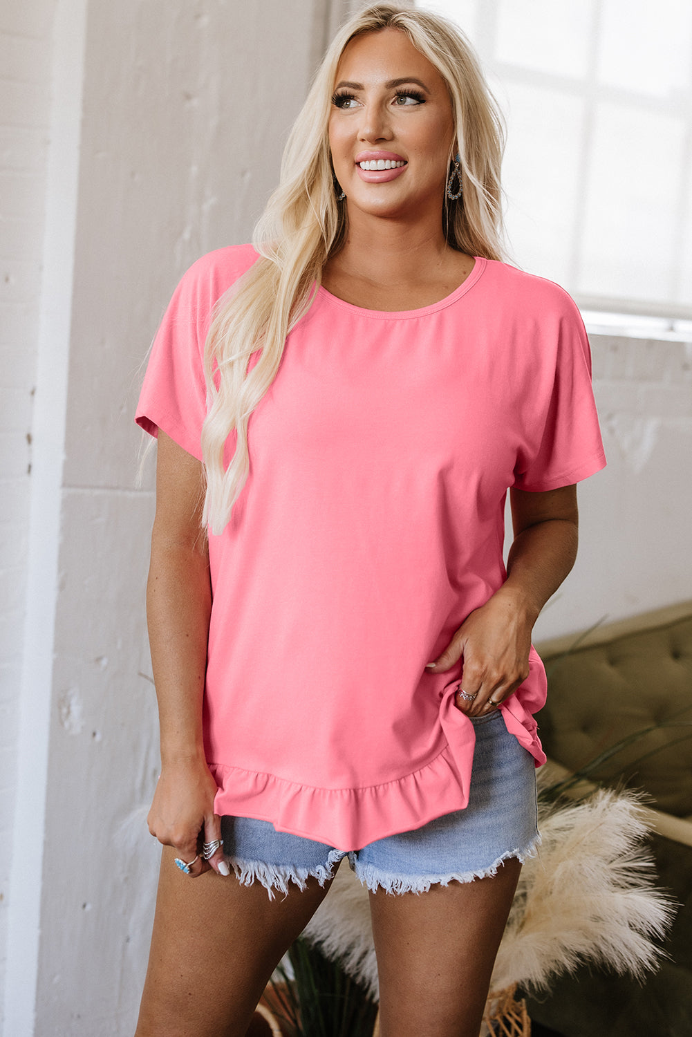 Camiseta suelta de dobladillo
