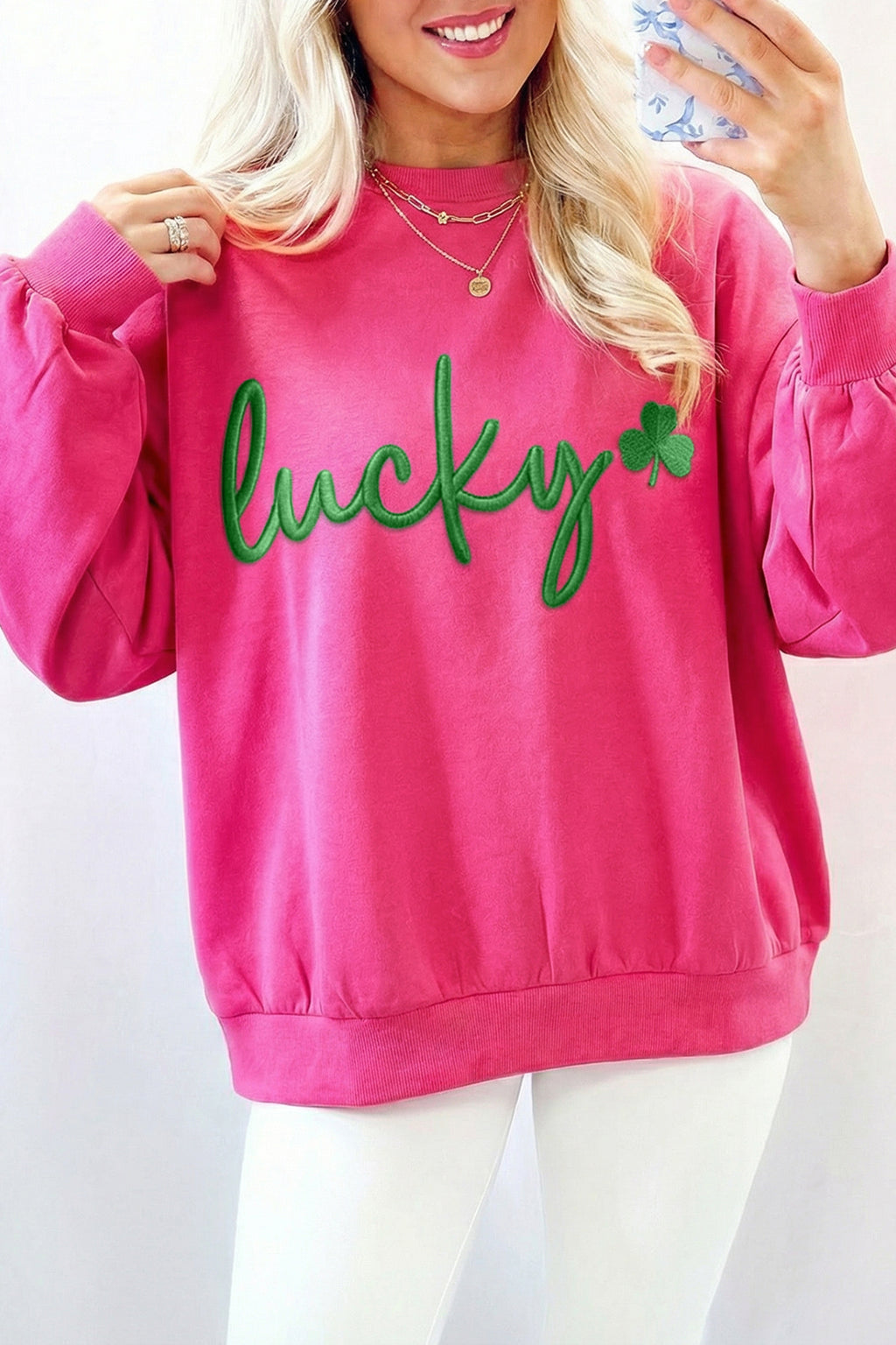 Sudadera holgada bordada con trébol