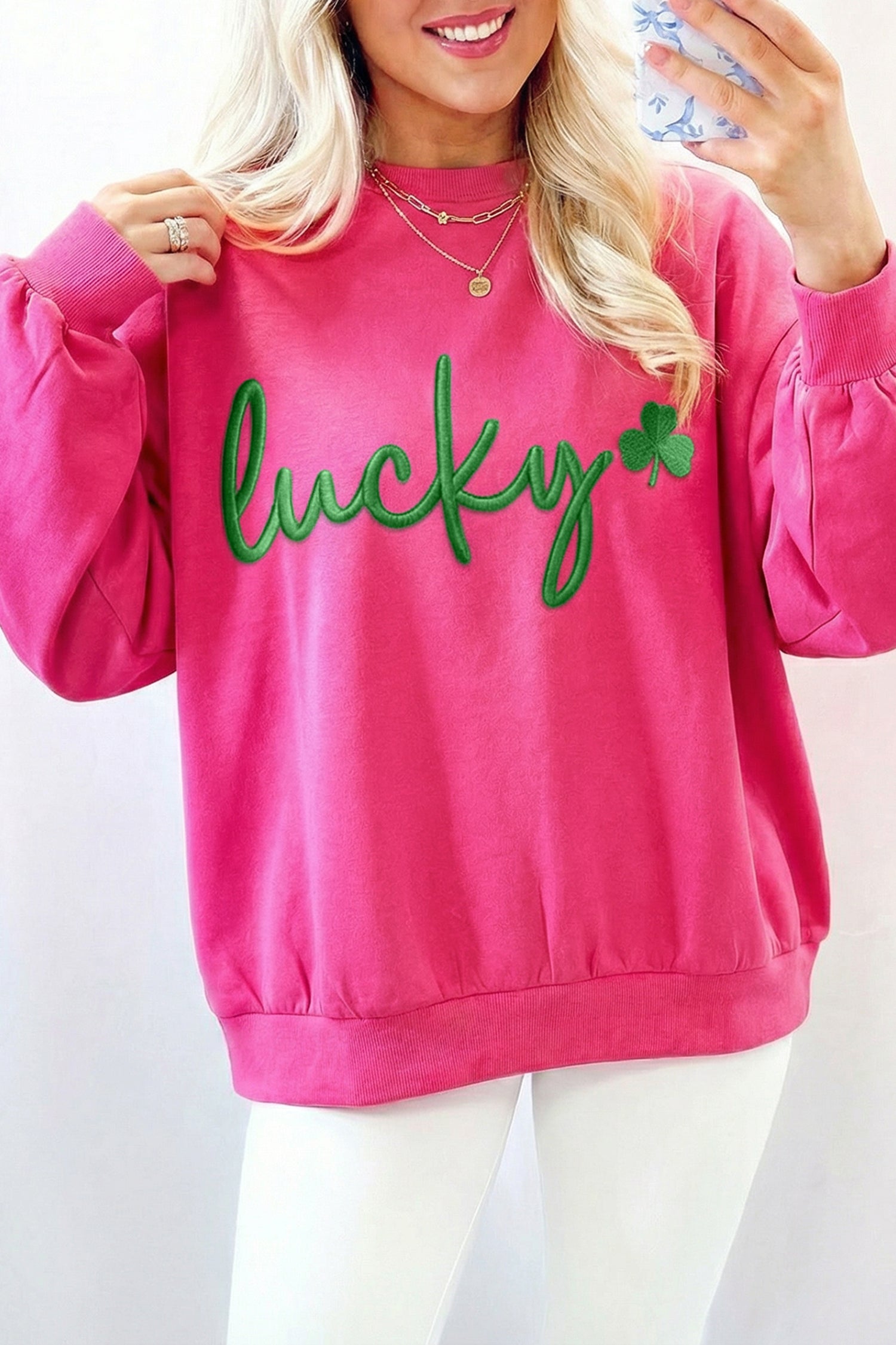 Sudadera holgada bordada con trébol